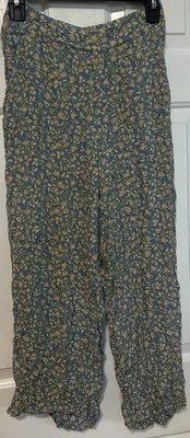 Billabong Womens Medium Pull On Floral Wide Leg Pants Flowy Beach Hippie Boho - Image 1 of 4