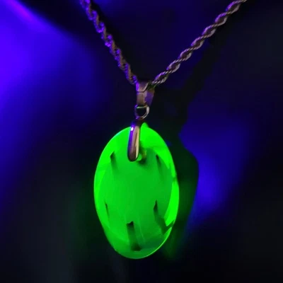 Uranium Vaseline Glass Pendant Yellow Glass Czech Old Bead Art Deco Style - Image 1 of 4