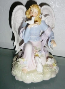 VINTAGE GROSSE PORZELLAN FIGUR SPIELUHR SCHÖNES SCHUTZENGEL DESIGN NR - Bild 1 von 6