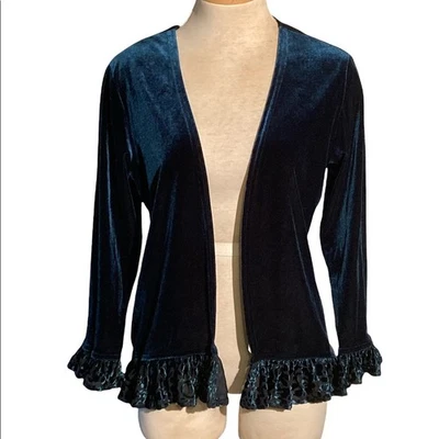 Coldwater Creek Velvet Ruffled Open Cardigan Size PXS - Image 1 of 4