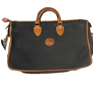 Bolso Maletín Bolso para Laptop Dooney & Bourke Vintage Años 80 90 AWL Cuero Negro Tostado - Imagen 1 de 13