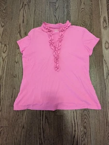 Lilly Pulitzer Luxletic Large Damen Hot Pink Kurzarm Rüschen Top  - Bild 1 von 6