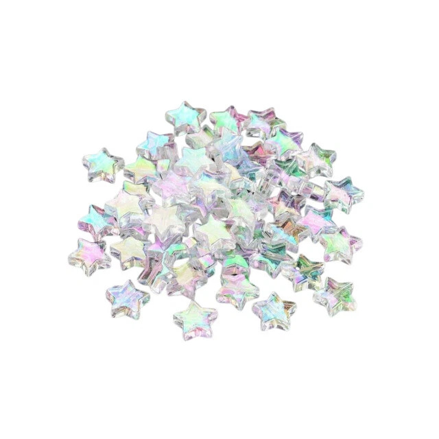 Charming Beads Y12145 Acrylic 10mm AB Star Beads, Clear - 100 Count