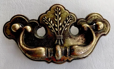Brass Wheat Colonial Chippendale Vintage Antique Hardware Drawer Pulls 3"center Cover