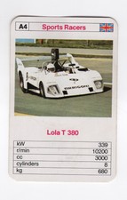 Motor Super Racers Card. Lola T 380
