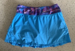 Ivivva By Lululemon Set the Pace Pleated Skirt Turquoise Blue Size 12 EUC - Picture 1 of 8