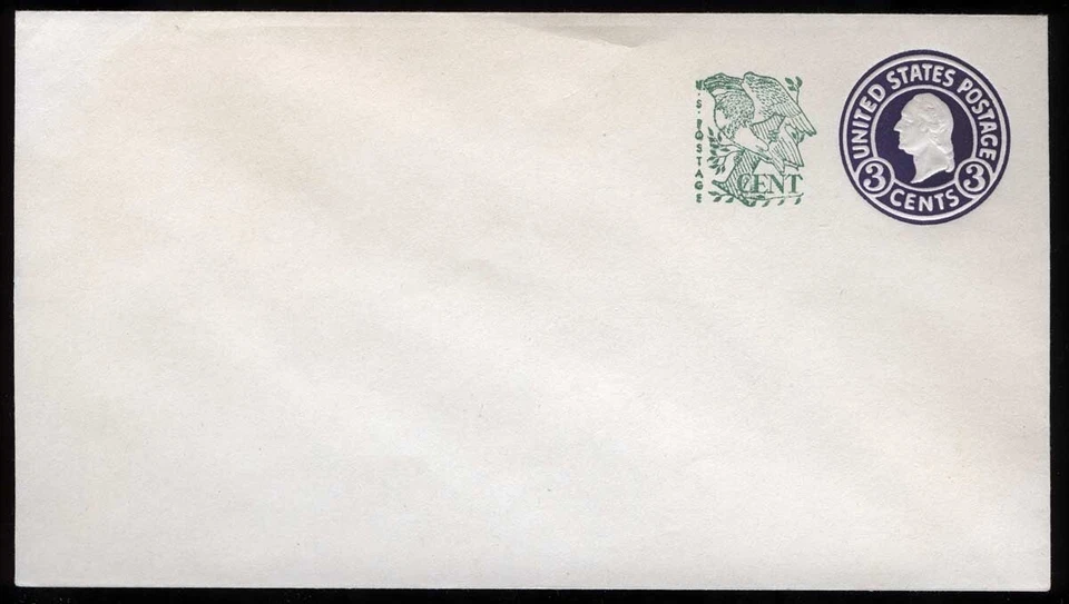 US Sc U539 Purple 3¢+1¢ Die 1 Size 10 Knife 57 Wmk41 Unused Entire USPSS 3443 - Image 1 of 1