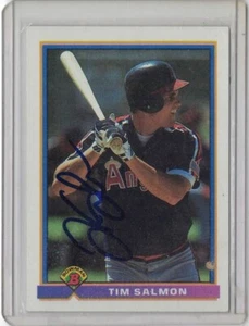 Tarjeta de novato 1991 firmada por Tim Salmon Bowman #203 béisbol California Angels MLB - Imagen 1 de 2
