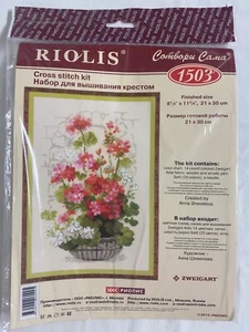Riolis NEU Russisch Gezählt Kreuzstich Kit Geranie 1503 8,25" x 11,75" Versiegelt - Bild 1 von 3
