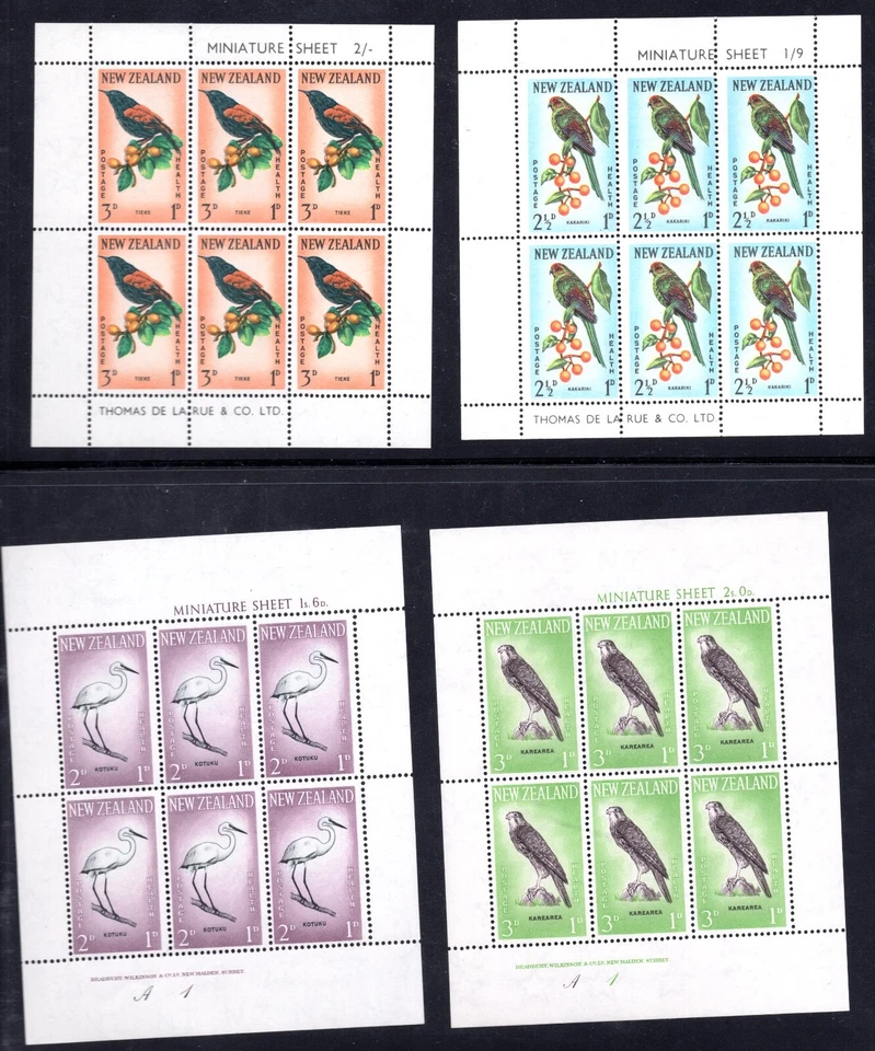 NEW ZEALAND 1962 BIRDS 8 SOUVENIR SHEETS SCOTT #B61A-B62A MINT NEVER HINGED - Image 1 of 2