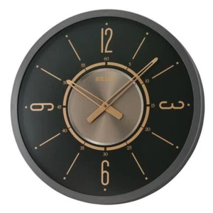Seiko Wall Clock 20" Metal Frame AA Battery Required Round Black Iron Finish - Picture 1 of 2