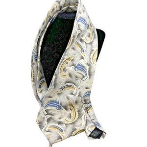 Tropicals by Tango Tie Barracudas Necktie Gray Tan Slate Blue Fishing  - Picture 1 of 5