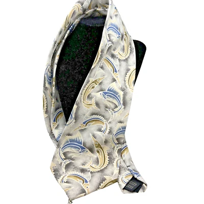 Corbata Tropicals by Tango Barracuda Pez Gris Tostado Pizarra Azul Tema de Pesca Foto 1 de 4