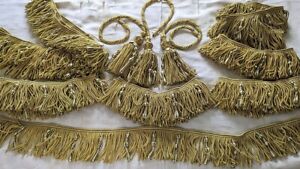 Large Lot Antique French Fringes/wBobbles & Three Tassels