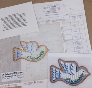 Dove Christmas Cookie Needlepoint Canvas with Stitch Guide - Picture 1 of 2