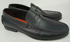 Santoni Ikangia Men's Black Leather Slip On Penny Loafers Shoes Size 9 D