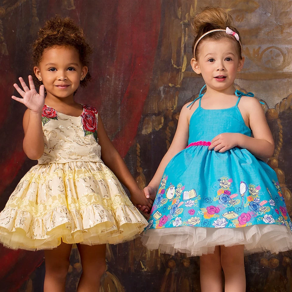 Disney Tutu Couture Dress Girls Belle Petti Beauty & the Beast Rose Mrs. Potts - Image 1 of 1