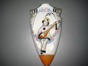 Vtg Wall Pocket Pierrot With Mandolin Germany 3814, 8" - Picture 1 of 7