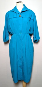Vestido Colección Mr Max Talla 10 Azul Hombreras Vintage Años 80 Bolsillos! - Imagen 1 de 9