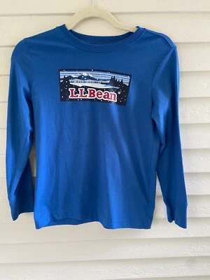 LL Bean Kid's Blue L.L. Camiseta BEAN Gráfica Manga Larga Niño M 10-12 Mediana Foto 1 de 4