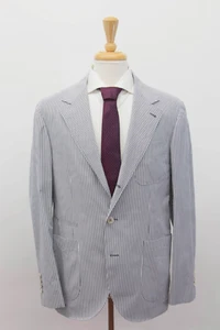 NWT $4995 Brunello Cucinelli Men's Stripe Print 2-Pc Suit With Logo Buttons A248 - Picture 1 of 14