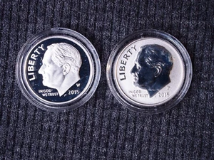 2015 W Proof e P Reverse proof argento Roosevelt monete 10C cca - Foto 1 di 2