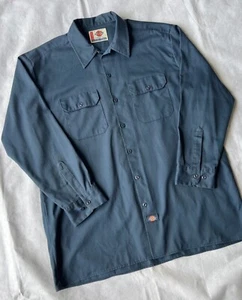 Dickies Button Up Work Shirt Midnight Blue Extra Large XL Vintage 90s Tag - Picture 1 of 5