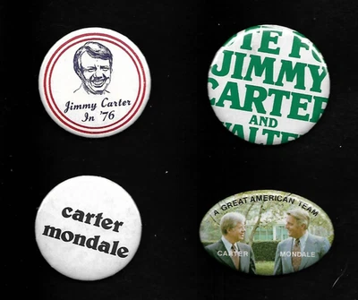 4 uncommon JIMMY CARTER 1976 buttons: sketch, overprint, oval - Image 1 of 3
