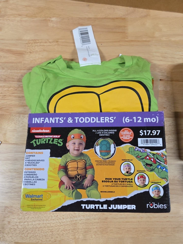 Набор из 12 предметов костюм черепашки-ниндзя для младенцев и малышей 6-12 М - Изображение 1 из 1