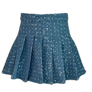 Lola + the Boys DENIM SPARKLE PLEATED SKIRT girl’s size 8 - Picture 1 of 9