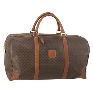 CELINE Macadam Canvas Boston Bag PVC Brown Gold Auth 151052 - Picture 1 of 24