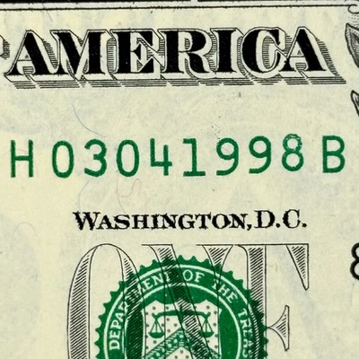 March 4th 1998 3rd April Dollar Bill Uncirculated Birthday Note $1 Fancy Serial - Image 1 of 4