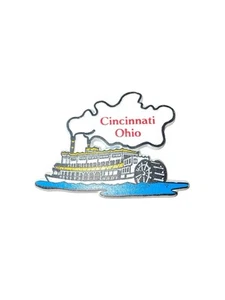Vtg Cincinnati Ohio Steamboat Flexible Rubber Fridge Magnet - Picture 1 of 4