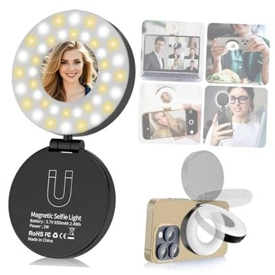 Luz Magnética Selfie para iPhone con Espejo, Luz de Relleno LED con Magsafe,  Foto 1 de 4