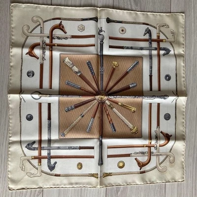 Hermès Scarf Carré 45 Stick Pattern Silk Unused No Box - Image 1 of 3