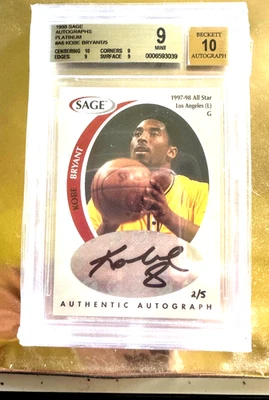 Kobe Bryant 1998 Sage Platinum Autograph Card - Image 1 of 2