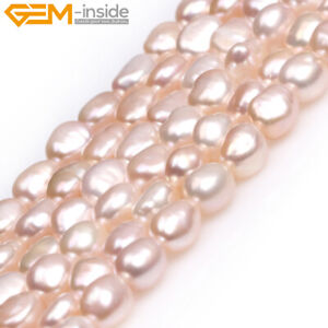 Freshwater Pearl Gemstone Rice Loose Beads For Jewelry Making 15" 5-6x6-8mm 
