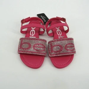 Bebe Girls Embellished Logo Slingback Pink Sandal Size 4 NWT $36 - Picture 1 of 6