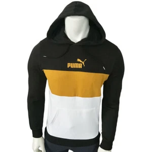 UVP $ 66,99 NEU MIT ETIKETT PUMA ESS SCHWARZ GELB LANGARM HOODIE SWEATSHIRT FÜR HERREN GRÖSSE S - Bild 1 von 5