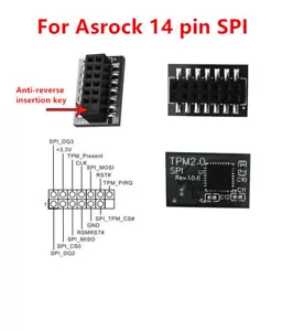 TPM 2.0 Security Module Board For ASROCK 14 PIN SPI Motherboard For Win 11 - Photo 1/4
