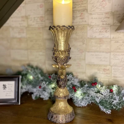 THE VINTAGE GARDEN ROOM GOLD DEER CANDLE HOLDERS H.41 cm RRP. £41 - Image 1 of 4