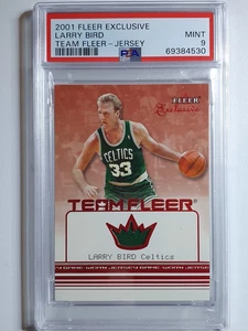 2001 Fleer Exclusive Larry Bird #PATCH /79 Game Worn Jersey - PSA 9 (POP 1) - Picture 1 of 4