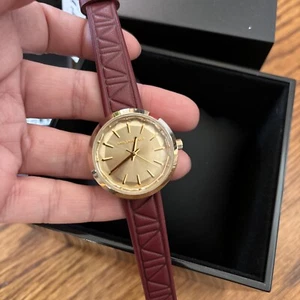 Karl Lagerfeld Womens KL1623 Belleville Gold Tone St St Embossed Leather Watch - Picture 1 of 5