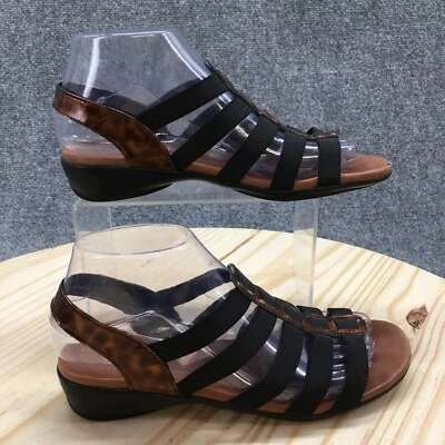 Munro American Sandals Womens 7 Narrow Darian Strappy Black Open Toe Wedge - Image 1 of 4