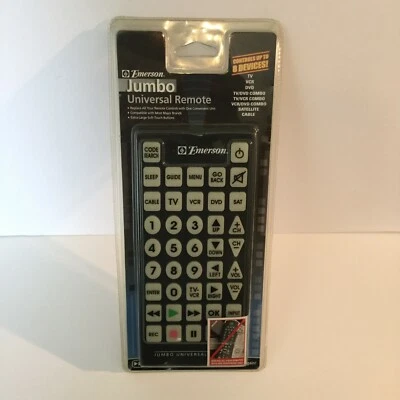 NEW Emerson 11 x 5 Jumbo Universal Remote Controls 8 Devices Sealed - Image 1 of 3