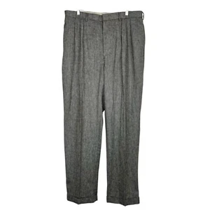 Vintage Polo Ralph Lauren Herren Leinenmischung Hose 38x34 Fischgrät Plissee Bündchen Neu - Bild 1 von 11