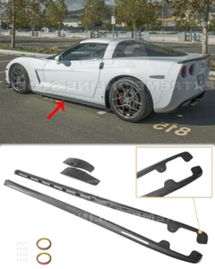 Hydro-Dipped Carbon Fiber Side Skirts For 05-13 Corvette C6 Base Model ZR1 Style - Picture 1 of 12