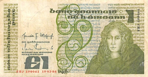 Ireland   1  Pound  19.02.1986  Series  EBJ  Circulated Banknote Top3 Cover