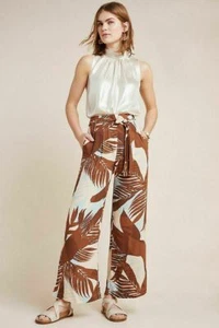 Neu! XS neu mit Etikett Anthropologie dRA braune Palmen "Hose mit weitem Bein" $ 140 - Bild 1 von 10