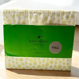 Kate Spade Full Bed Sheet Set Yellow Flower Deep Fitted 100% Cotton Percale - Picture 1 of 7